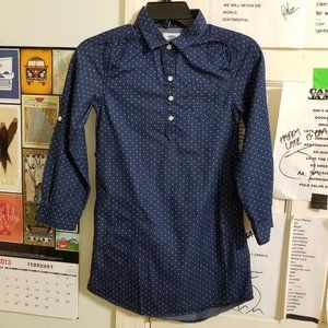 Old Navy dress Medium 8 polka dot print chambray pockets shirtdress tab sleeve